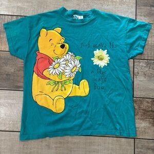 Vintage 90s Winnie The Pooh Disney Cartoon T-shirt women’s Sz large Teal Green